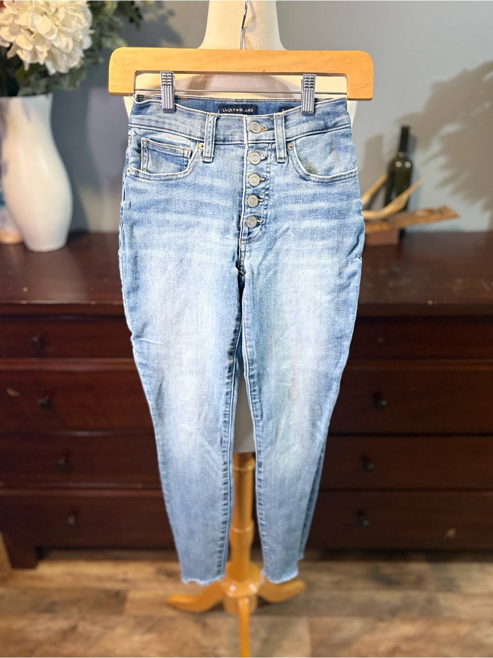 Lucky Brand Light Blue High-Rise Button-Fly Jeans